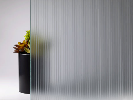 Ribbed Acid Etch Glass Door
