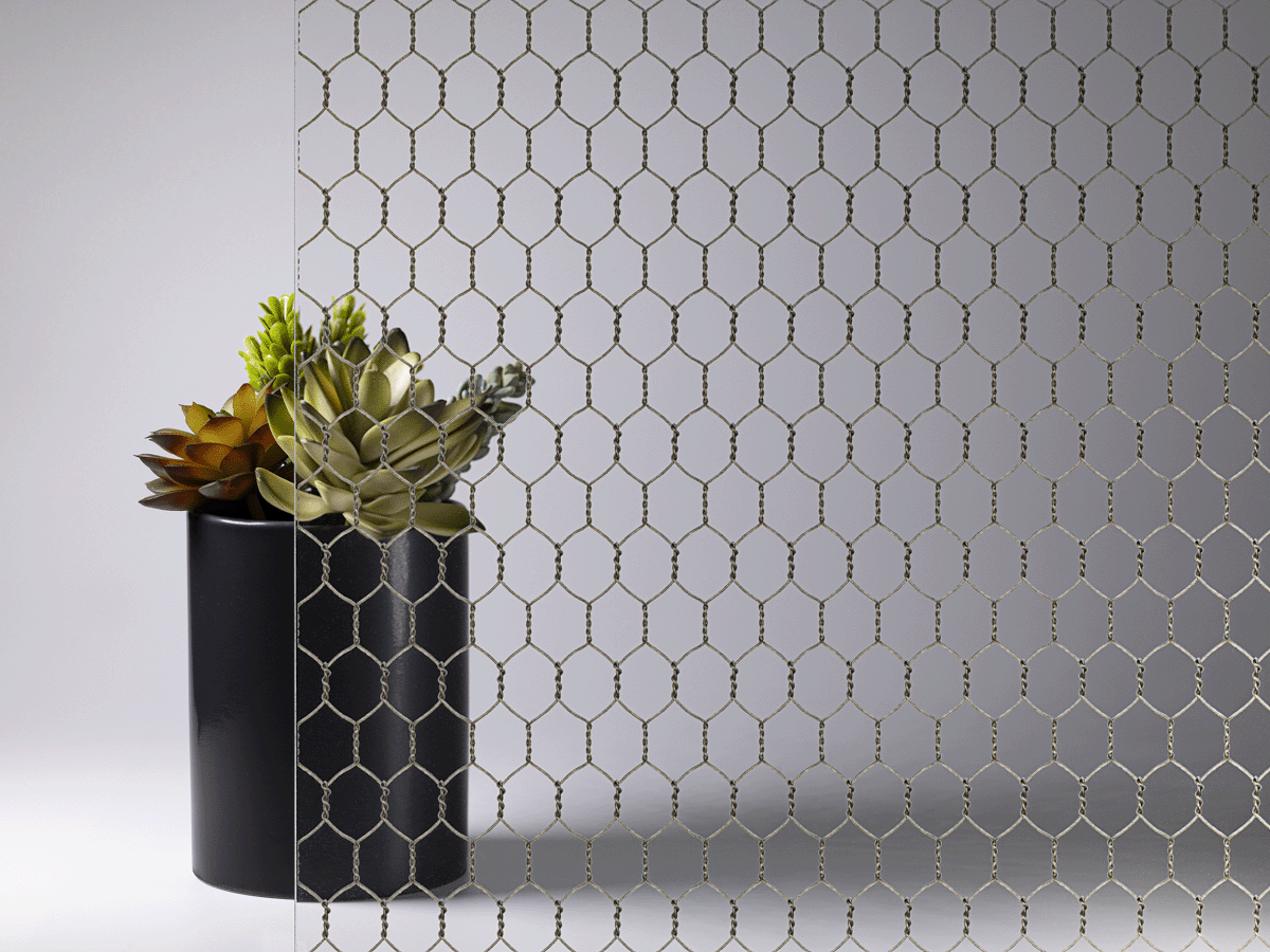 Printed Chicken Wire Clear Float Glass