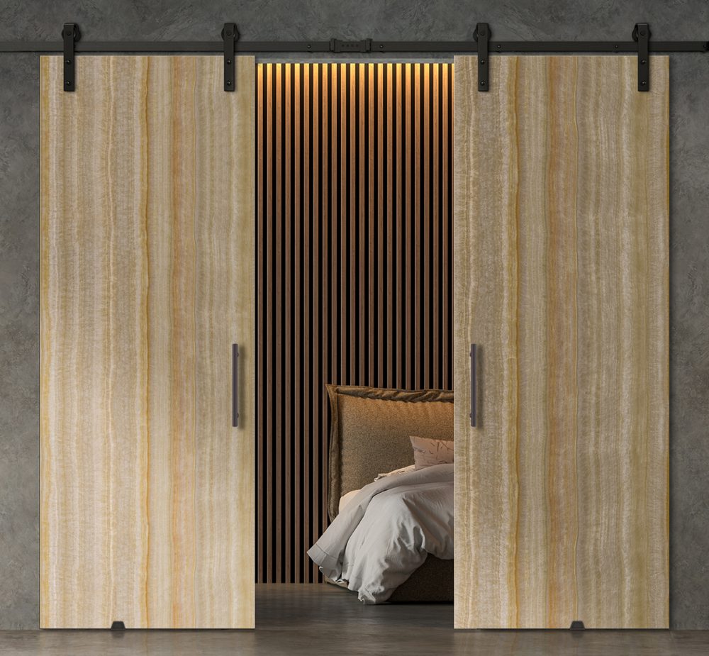 Onyx Light Beige Printed Glass Door