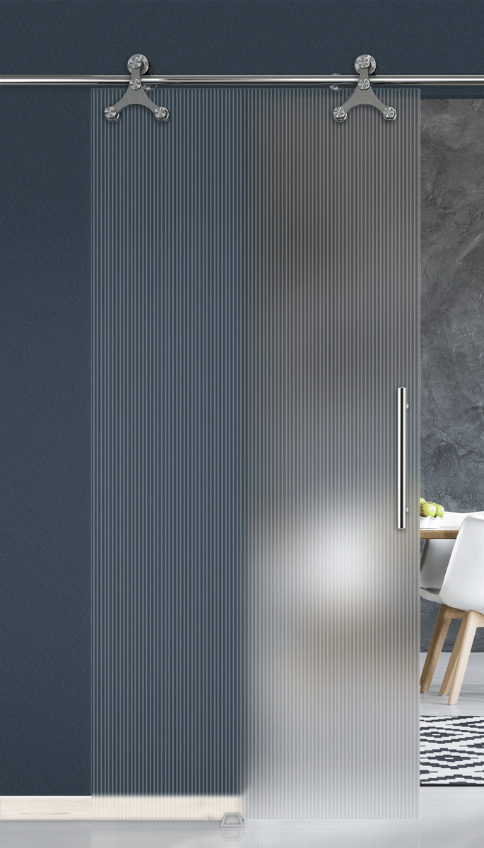 Ribbed Acid Etch Glass Door