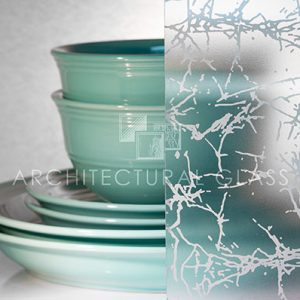 Acid etched glass with white random pattern