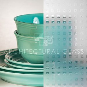 Acid etched glass with geometeric pattern