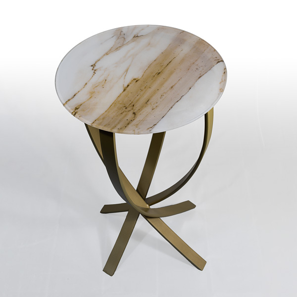 Printed glass side table