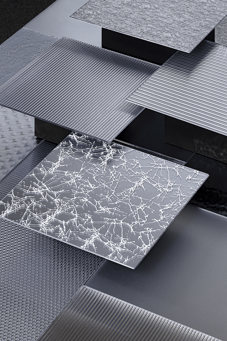 Polished Chrome - Painted Metallic Pattern Glass | Architectural Glass