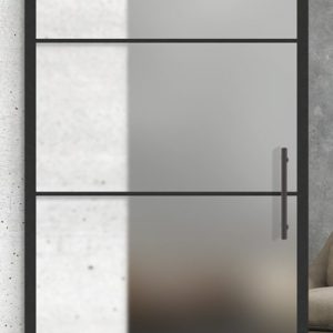Horizontal 3 Lite over 1 Panel Printed Glass Door